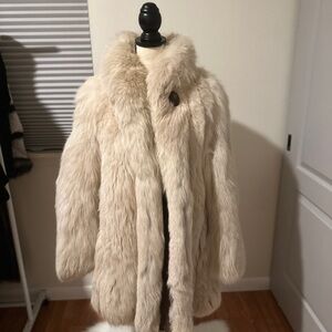 Cream fox fur coat